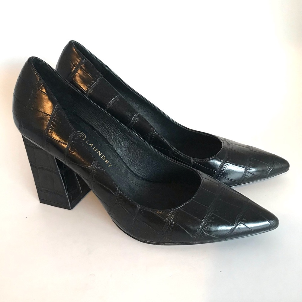 Chinese Laundry Kyra Black Crocodile-Embossed Pointed-Toe Pumps (8.5) NWOT! - Picture 4 of 15